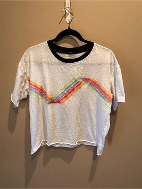 Disney Parks EPCOT Tomorrowland Retro Rainbow Crop Ringer Tee Top M